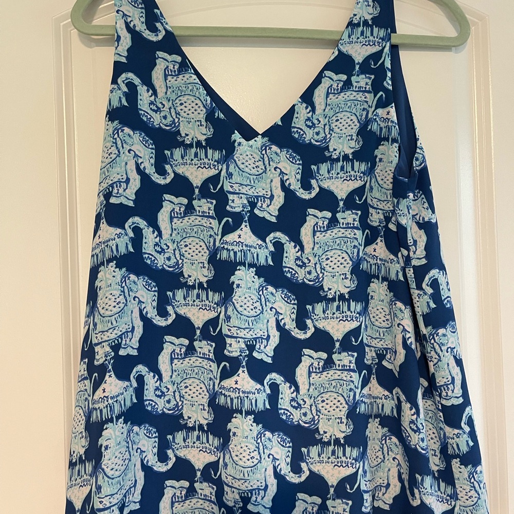 Blue Elephant Print Sleeveless Top